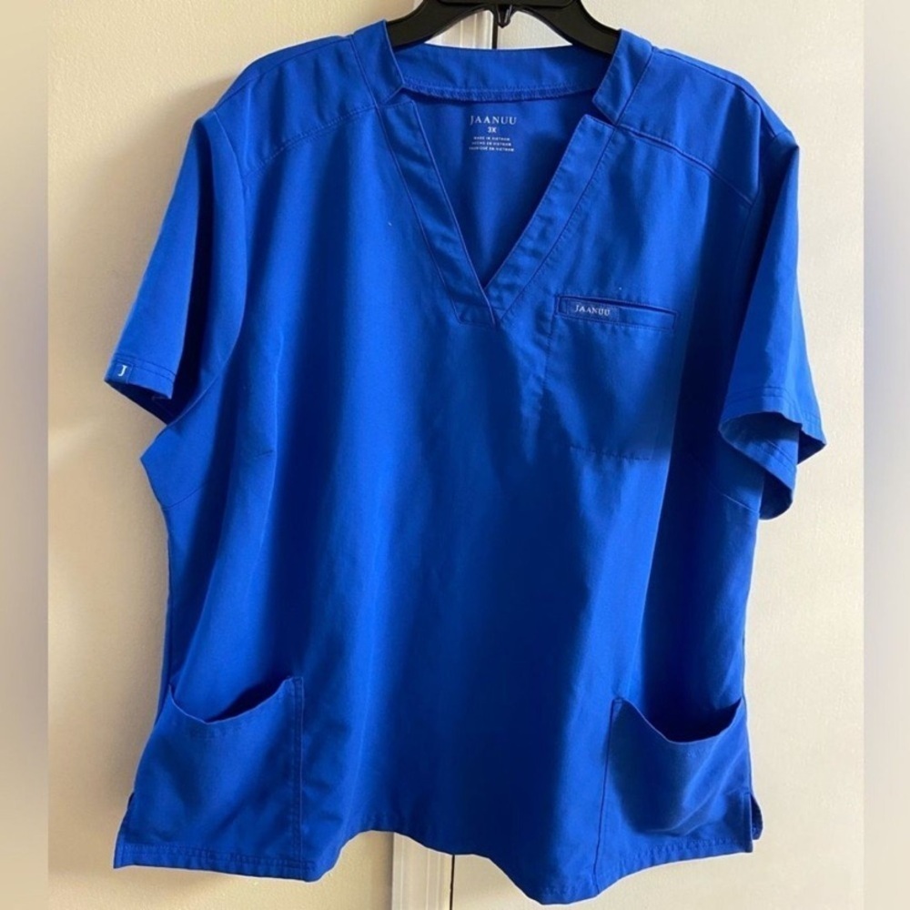 Jaanuu Royal Blue V-Neck Scrub Top 3X
